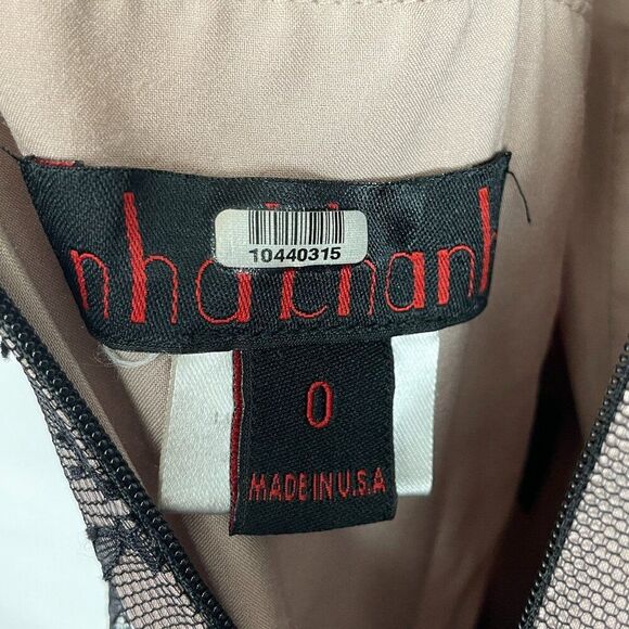 nha khanh Angelica Lace Swan Long Sleeve Crewneck Mini Dress Black 0 - Picture 9 of 10